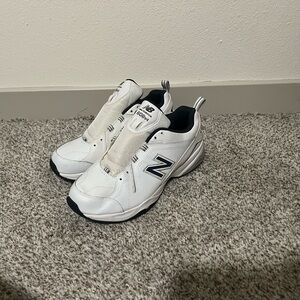 New Balance 608 v4 White and Navy Athletic Dad Shoes 12D